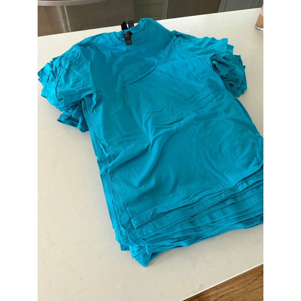 Gildan Softstyle Turquoise Blue Cotton Short Sleeve T-Shirt Mens Small S 64000 - Picture 4 of 5